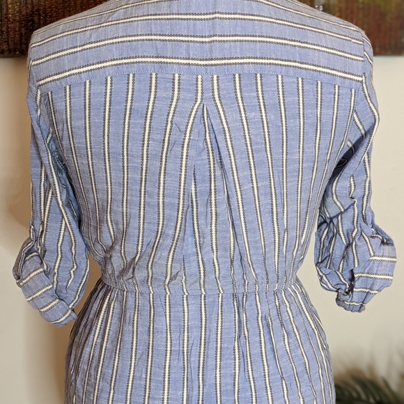 Japna Blue Cotton Striped Shirt Dress Lg - Picture 4 of 6